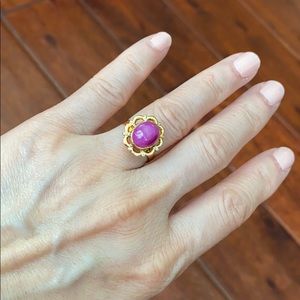 14K Solid Real Gold Flower Pink Star Ring Size 5.5